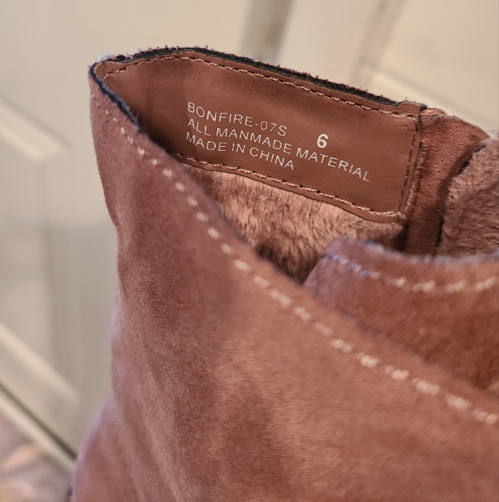 Pink (Bonfire) Faux Suede  Women's Booties by Bamboo - Size 6 - Picture 7 of 9